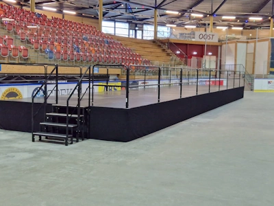 Curtain on stage in the Silverdome